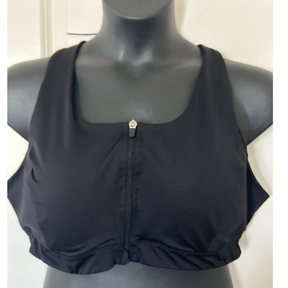 Zip-Front Black Racerback Sports Bra With Removable Padding Size 3X